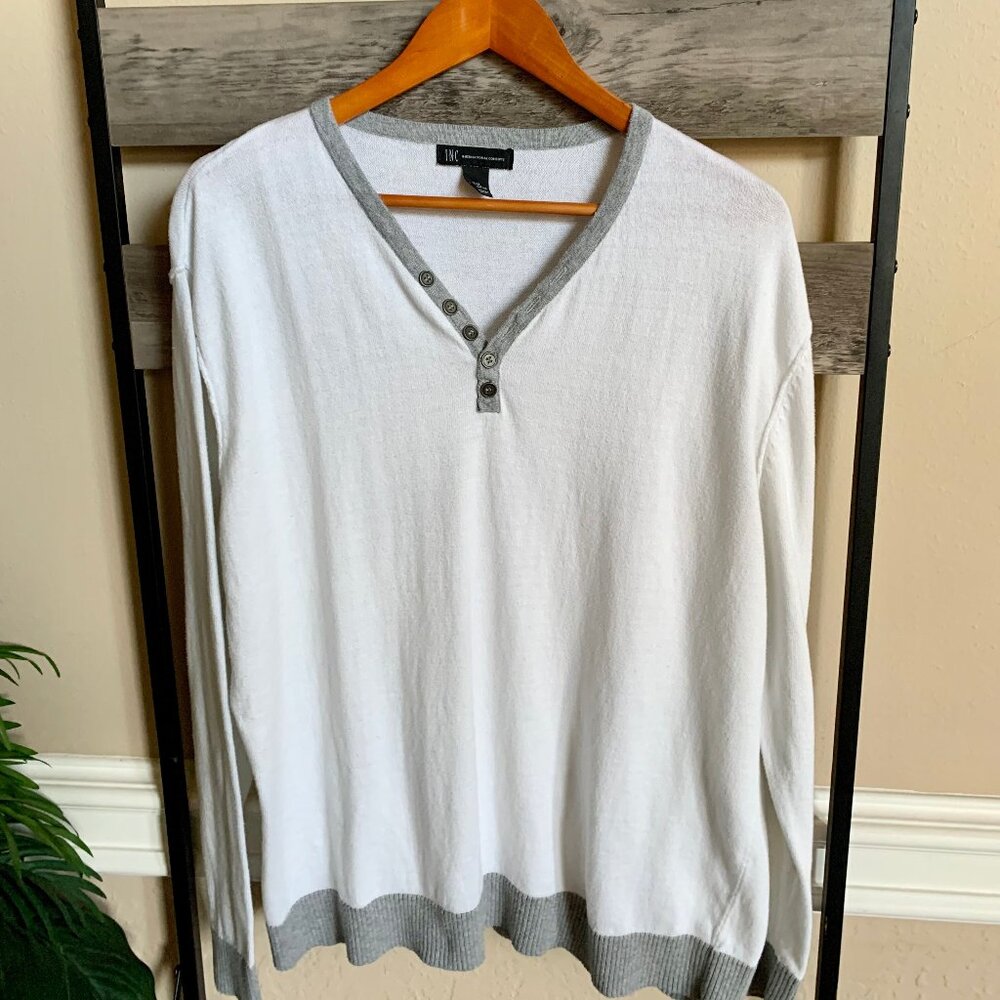 INC INTERNATIONAL CONCEPTS Men's Long-Sleeve Split Neckline T-Shirt 2XL